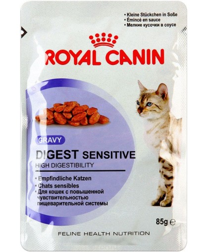 Royal Canin "Digest Sensitive", для кошек с чувствительным пищеварением, мелкие кусочки в соусе, 85 г