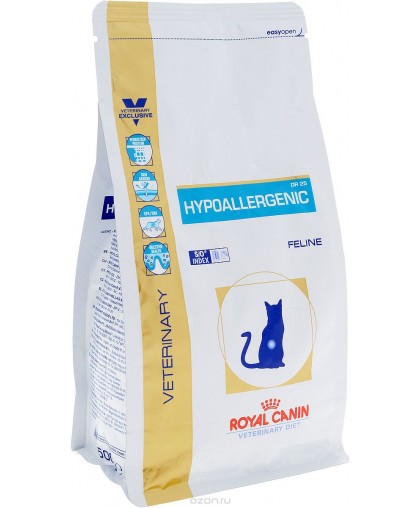 Royal Canin диета "Hypoallergenic DR25" для кошек, при пищевой аллергии или пищевой непереносимости