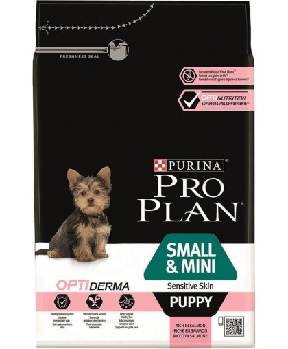     PRO PLAN S@M для щенков мелких и карлик.пород  чув.кожа лосось/рис